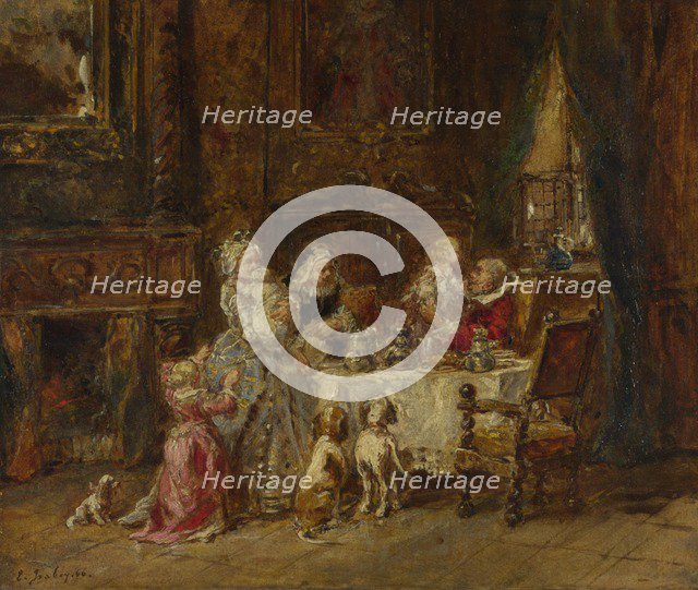 Grandfather's Birthday, 1866. Artist: Isabey, Louis Gabriel Eugène (1803-1886)