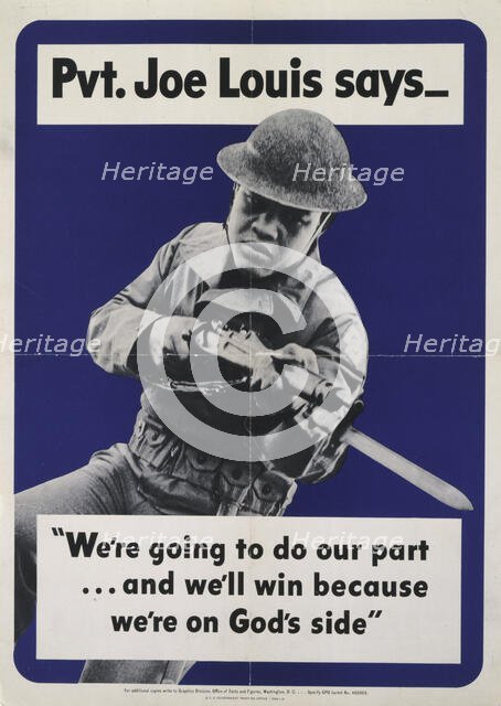 Pvt. Joe Louis says --"We're going to do our part ..."..., 1942. Creator: Unknown.
