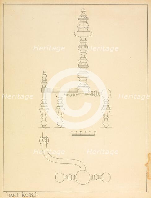 Andiron (one of pair), c. 1937. Creator: Hans Korsch.