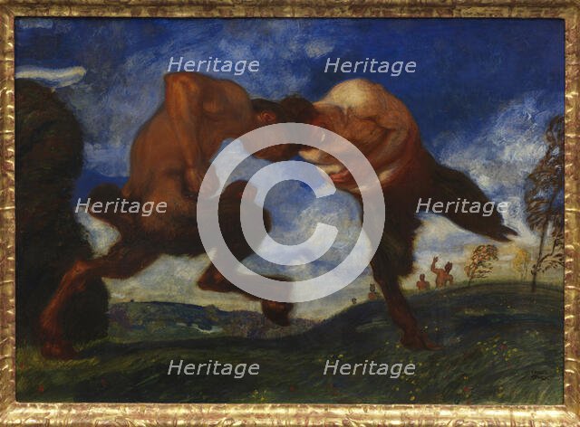 Fighting fauns, 1898. Creator: Stuck, Franz, Ritter von (1863-1928).