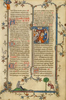 Initial P: The Stoning of Saint Stephen; Breviary, about 1320-1325. Creator: Unknown.