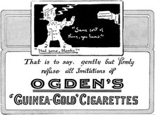 Advertisement for Ogden's 'Guinea-Gold' Cigarettes, 1898. Creator: Unknown.
