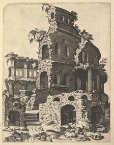 Ruins of a Basilica (?) from the series 'Ruinarum variarum fabricarum delineationes pictor..., 1554. Creator: Lambert Suavius.