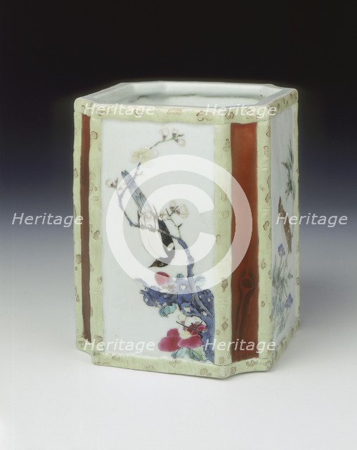 Famille rose brushpot, Yongzheng period, Qing dynasty, China, 1723-1735. Artist: Unknown