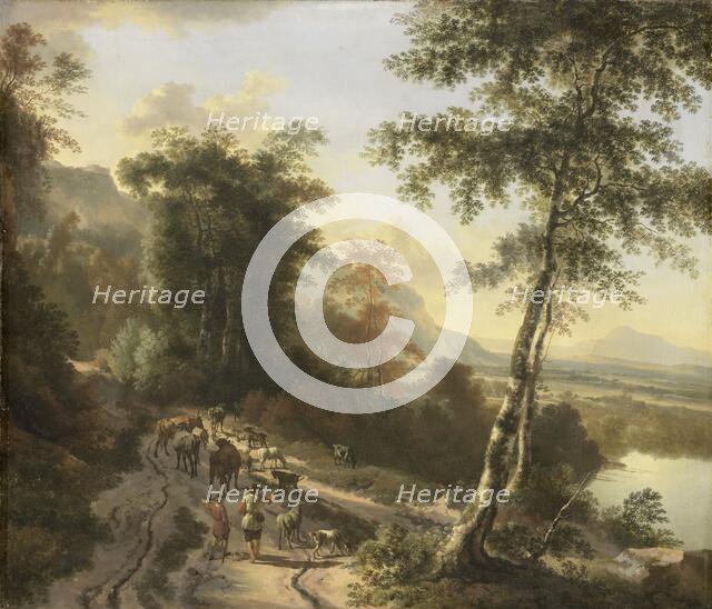 Landscape with Cattle Drivers, 1660-1685. Creator: Jan Hackaert.