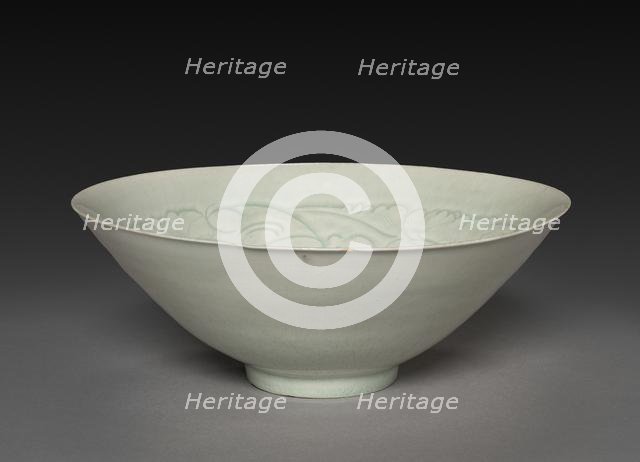 Conical Bowl with Carved Babies and Floral Motif, 960-1279. Creator: Unknown.