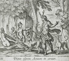 Actaeon Changed into a Stag, published 1606. Creators: Antonio Tempesta, Wilhelm Janson.
