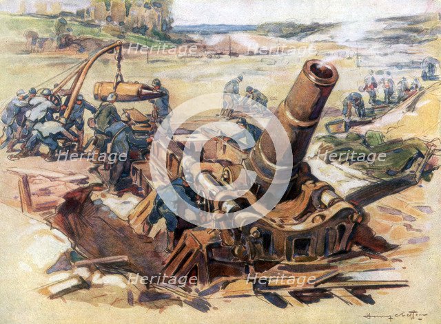 '370 Mortar in Action', 1918, (1926). Artist: Henry Cheffer