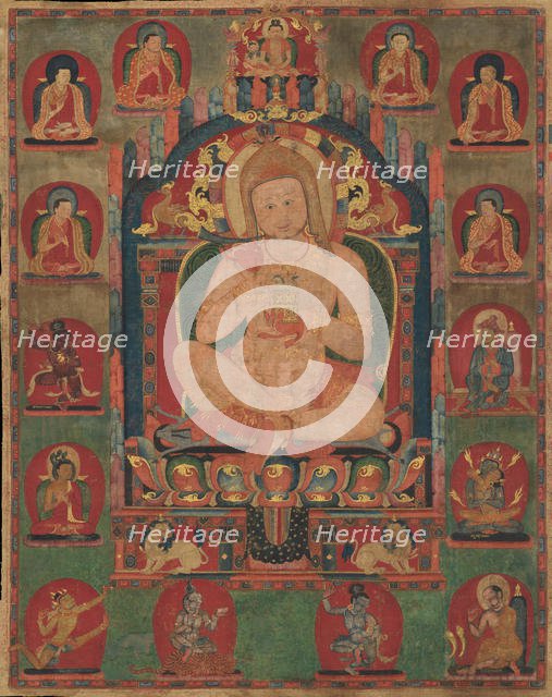 Portrait of Jnanatapa Attended by Lamas and Mahasiddhas, ca. 1350. Creator: Unknown.