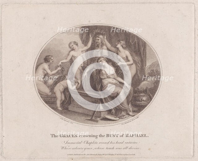 The Graces Crowning the Bust of Raphael, July 28, 1788. Creator: Francesco Bartolozzi.