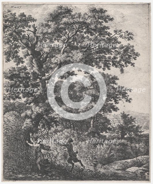 Landscape With Pan and Syrinx, 17th century. Creator: Anthonie Waterloo.