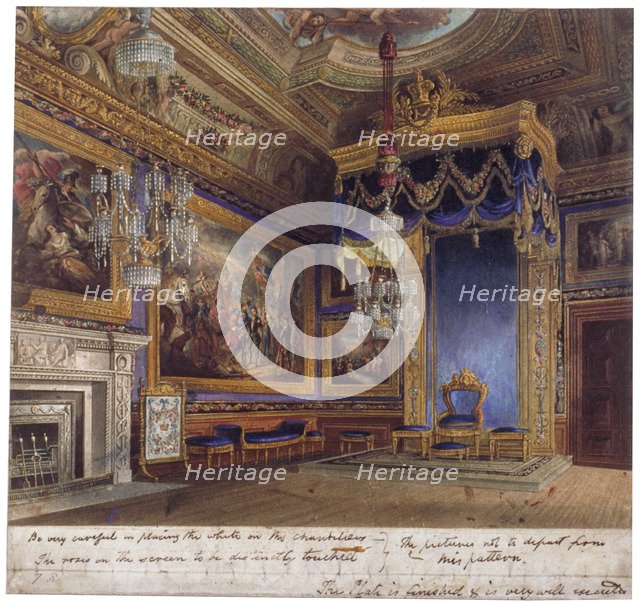 Interior view of the King's Audience Chamber in Windsor Castle, Berkshire, 1818. Artist: Thomas Sutherland
