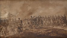 Skirmish at Ilza-Sketch, 1897. Creator: Juliusz Kossak.
