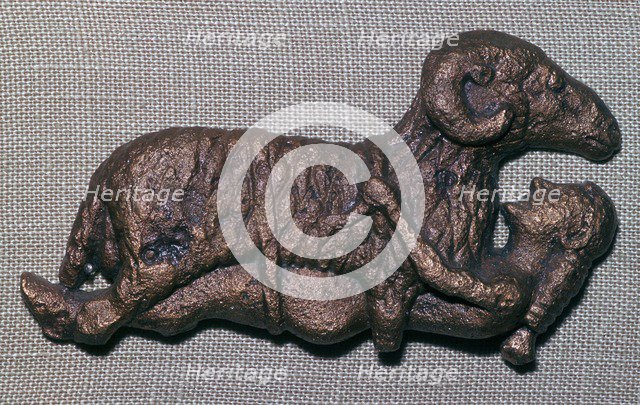 Archaic bronze of Odysseus and a ram. Artist: Unknown