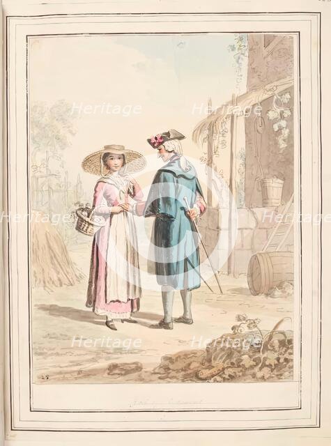 Girl of Piedmont, leaf from 'A Collection of Dresses by David Allan Mostly from Nature', 1776. Creator: David Allan.