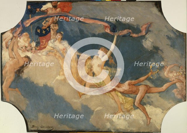 Esquisse pour la salle des fêtes de l'Hôtel de Ville de Paris : La Ville de Paris conviant..., 1889. Creator: Eugene Delacroix.