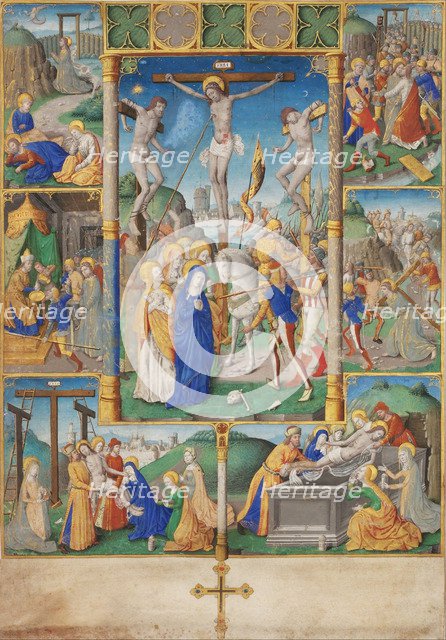 The Crucifixion with Six Scenes from the Passion of Christ. Artist: Master of Jacques de Besançon (active 1480-1510)