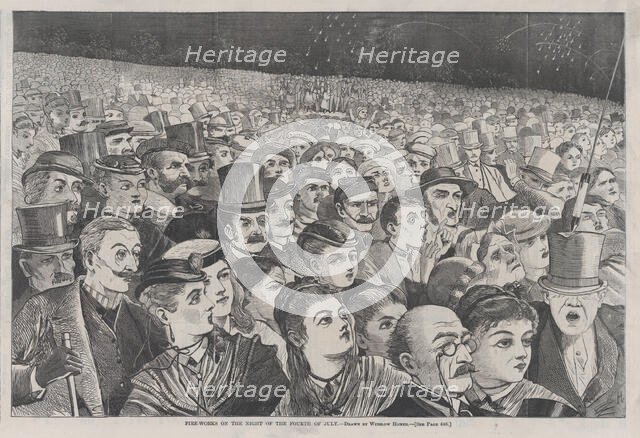 Fire-Works on the Night of the Fourth of July (Harper's Weekly, Vol. XII), July 11, 1868. Creator: Unknown.