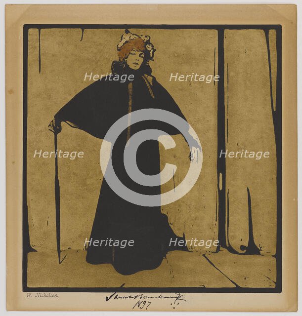 Sarah Bernhardt, ca 1897. Creator: Nicholson, Sir William (1872-1949).