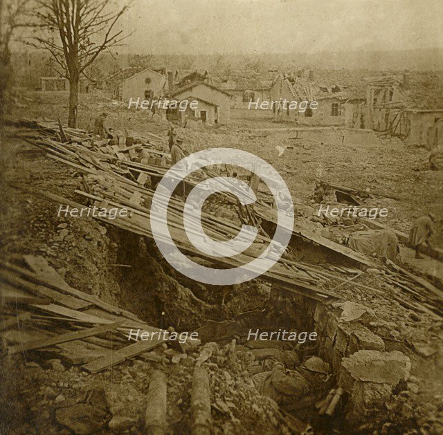 Open-air dormitory at Tavannes Fort, Verdun, northern France, c1914-c1918. Artist: Unknown.
