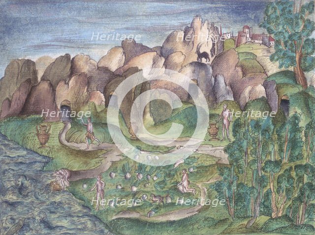 People living in caves, 16th century. Creator: Unknown.