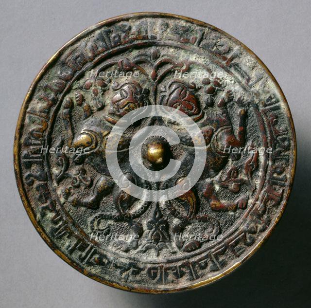 Mirror with Addorsed Sphinxes, 13th Century. Creator: Unknown.