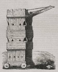 Siege tower or breaching tower - siege engine, 1852.  Creator: Unknown.