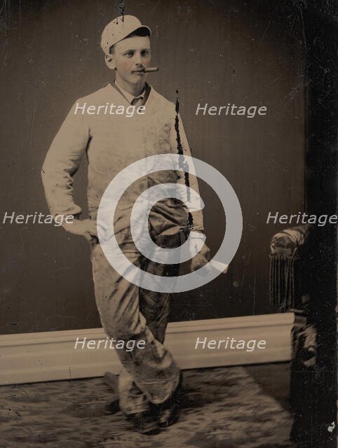Painter, Smoking a Cigar, Holding a Brush and Scraper, 1870s-80s. Creator: Unknown.