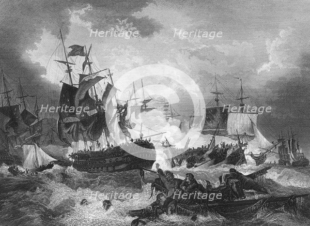 Admiral Duncan's victory over the Dutch fleet, North Sea, 11 October 1797, (c1857). Artist: J Rogers