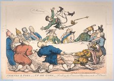 Friends and Foes-Up He Goes-Sending the Corsican Munchausen to St. Cloud's, D..., December 12, 1813. Creator: Thomas Rowlandson.