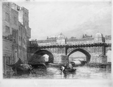 Old London Bridge, Southwark, London, 1831. Artist: Edward William Cooke