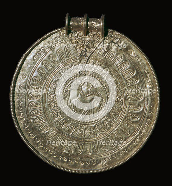 Gold bracteate from a fifth century Norwegian hoard, 6th century. Artist: Unknown