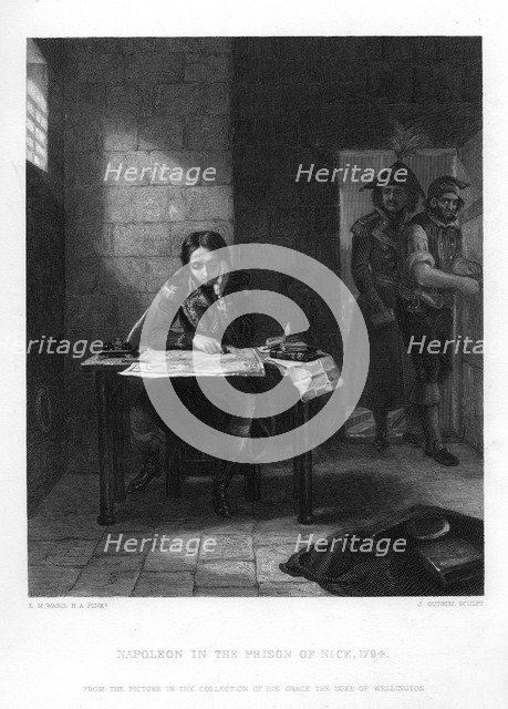 Napoleon in prison at Nice, France, 1794.Artist: J Outrim