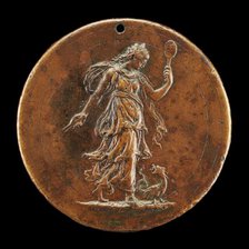 Prudence Holding a Mirror and Compasses [reverse], probably 1518/1525. Creator: Unknown.