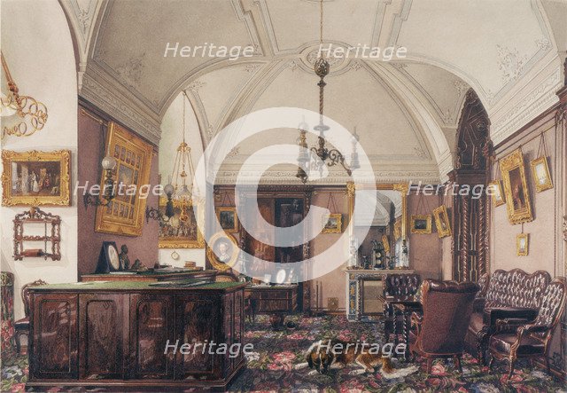 Interiors of the Winter Palace. The Study of Grand Prince Nicholas Nicolaievich, 1856. Artist: Ukhtomsky, Konstantin Andreyevich (1818-1881)