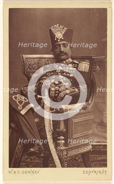 Nasar al-Din Shah Qajar, about 1865. Creator: W&D Downey.