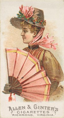 Plate 19, from the Fans of the Period series (N7) for Allen & Ginter Cigarettes Brands, 1889. Creator: Allen & Ginter.