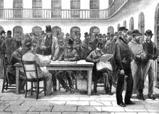 The Irish Land League: recreation time in Kilmainham Prison, from a sketch by A. O'Kelly, 1881. Creator: Unknown.