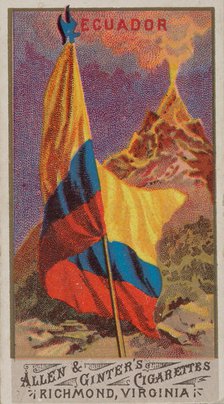 Ecuador, from Flags of All Nations, Series 1 (N9) for Allen & Ginter Cigarettes Brands, 1887. Creator: Allen & Ginter.