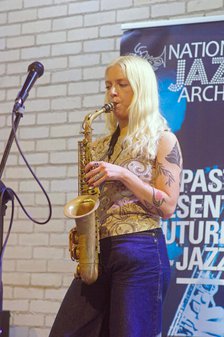 Jemima Whyte, International Women’s Day, NJA Fundraiser, Baptist Church, Loughton, Essex, 2025. Creator: Brian O'Connor.