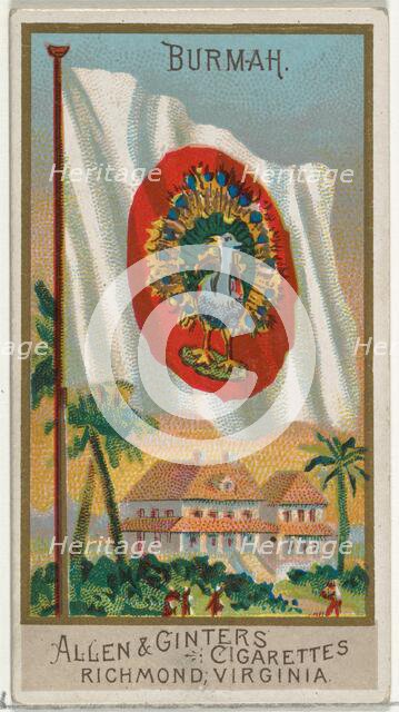 Burma, from Flags of All Nations, Series 2 (N10) for Allen & Ginter Cigarettes Brands, 1890. Creator: Allen & Ginter.