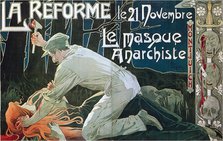 La Réforme le 21 Novembre, le masque anarchiste, 1897. Artist: Privat-Livemont, Henri (1861–1936)