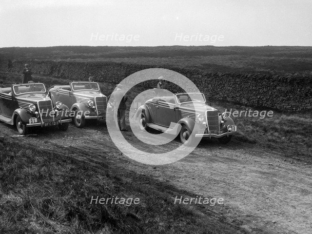 Three Ford V8s at the Sunbac Inter-Club Team Trial, 1935. Artist: Bill Brunell.