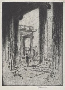 The Portico, British Museum, 1905. Creator: Joseph Pennell.