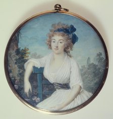 Portrait of a young woman sitting in a park, between 1790 and 1798. Creator: Maximilien Villers.