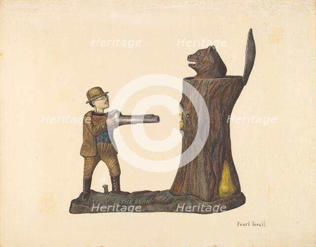 Toy Bank: "Teddy and the Bear", 1935/1942. Creator: Pearl Torell.