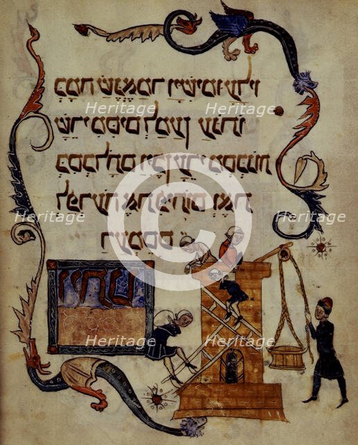 FLIP - The Hebrews building cities for Pharoah, 14th century. Creator: Unknown.