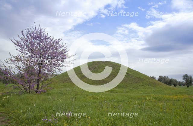 The burial mound of the Athenians at Maratona (Marathonas), Greece. Artist: Samuel Magal