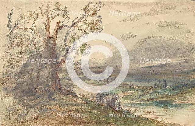 Landscape by the river, undated. (c1840s) Creator: Wilhelm Steinfeld.