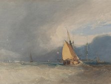 Boats off the Coast, Storm Approaching, 1830. Creator: John Sell Cotman.